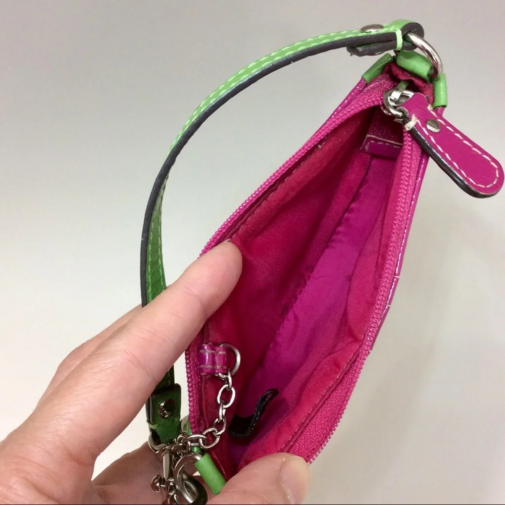 Coach Vintage Watermelon Coin Pouch Pink Green Patent Leather Y2K - Picture 10 of 14